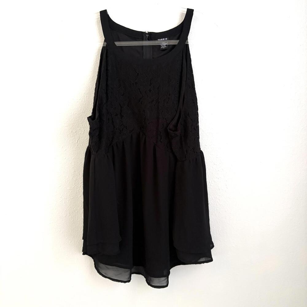 Torrid | Women’s Black Strappy Halter Lace Sheer Layered Blouse Top Size 3X - Picture 8 of 9
